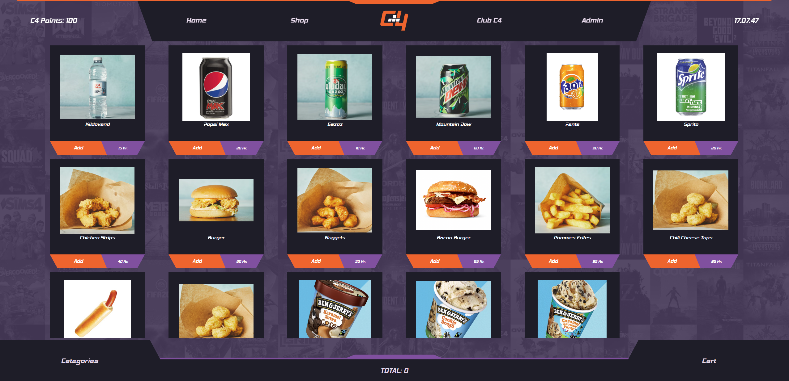 Menu for Netcafé